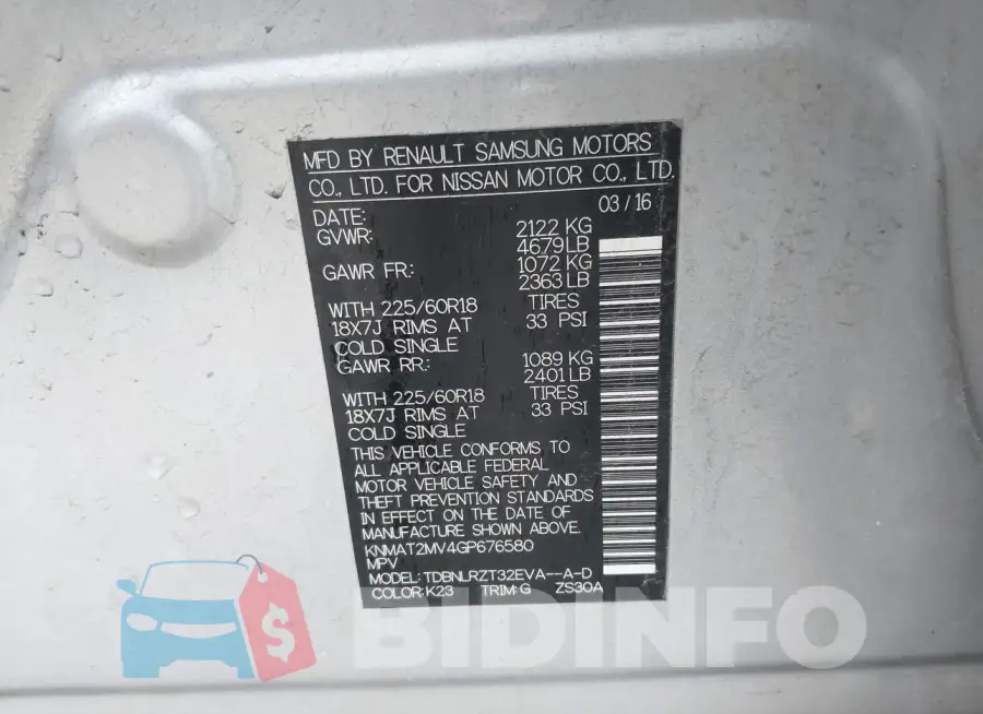 KNMAT2MV4GP676580 Photo# 9