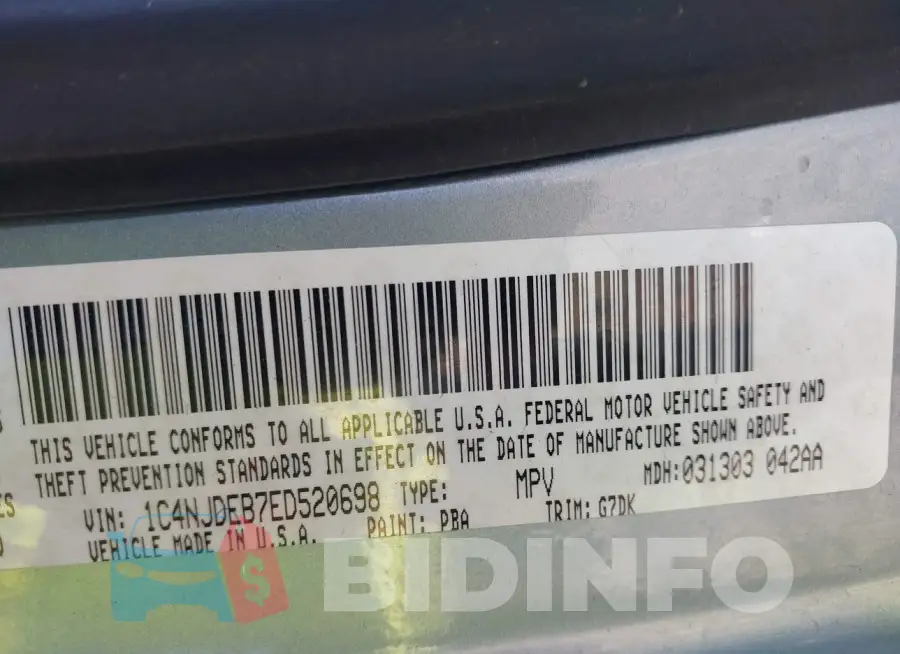 1C4NJDEB7ED520698 Photo# 9
