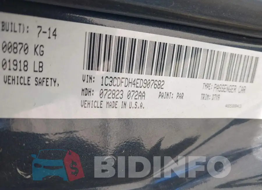 1C3CDFDH4ED907682 Photo# 9
