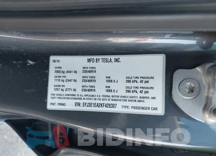 5YJ3E1EA2KF428307 Photo# 9