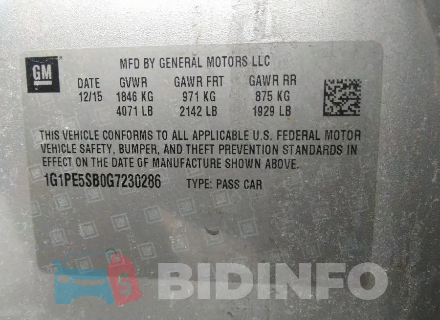 1G1PE5SB0G7230286 Photo# 9