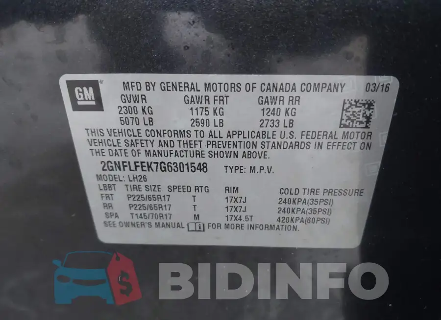 2GNFLFEK7G6301548 Photo# 9