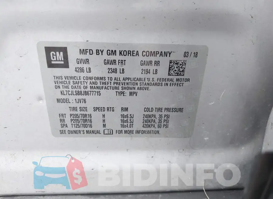 KL7CJLSB8JB677715 Photo# 9