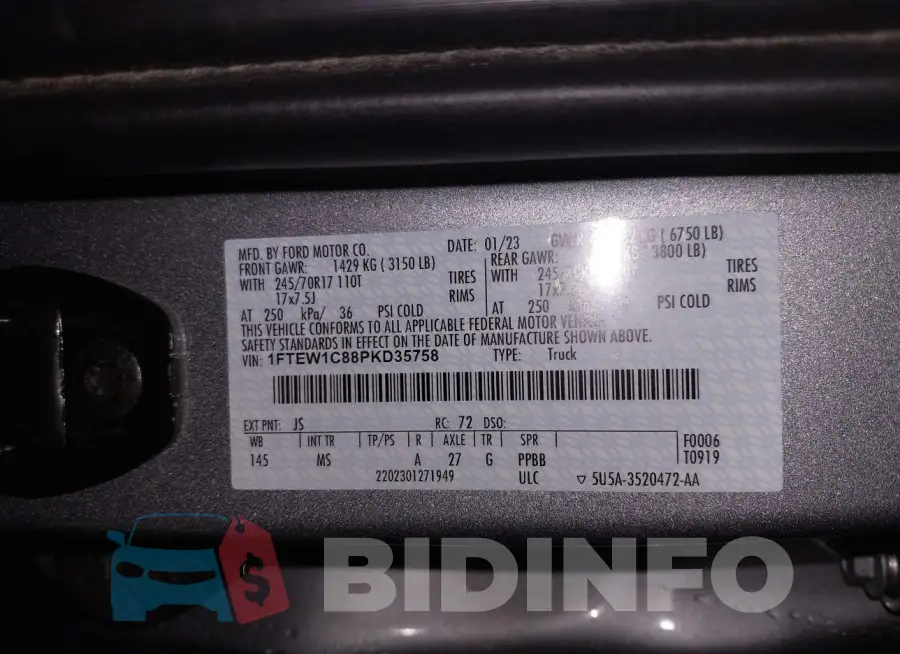 1FTEW1C88PKD35758 Photo# 9