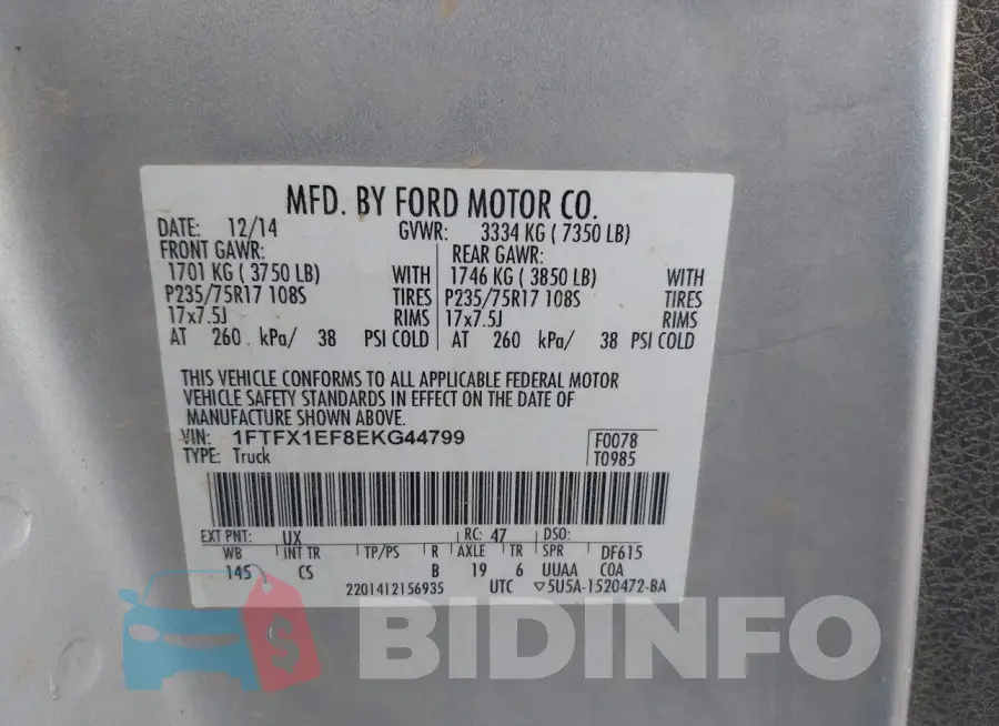 1FTFX1EF8EKG44799 Photo# 9