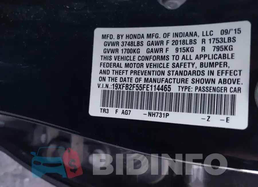 19XFB2F55FE114465 Photo# 9