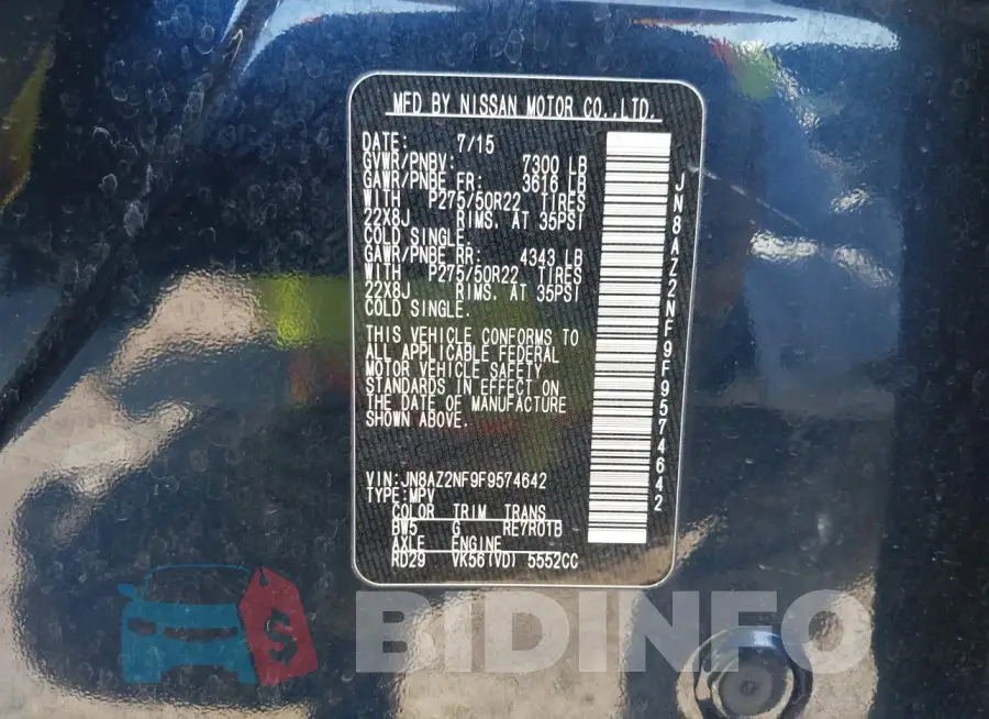 JN8AZ2NF9F9574642 Photo# 9