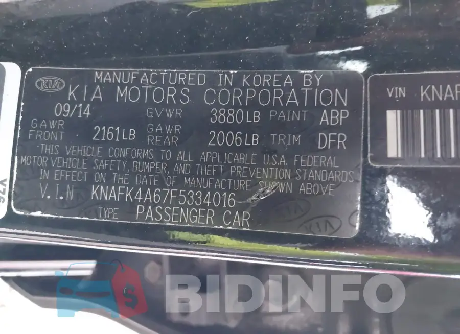 KNAFK4A67F5334016 Photo# 9