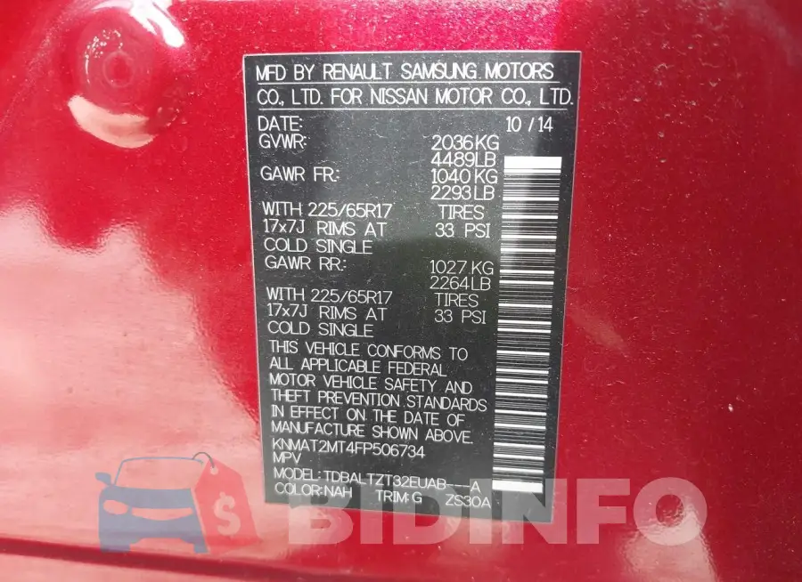 KNMAT2MT4FP506734 Photo# 9