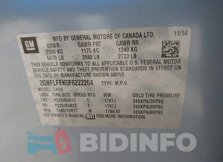 2GNFLFEK5F6222264 Photo# 9