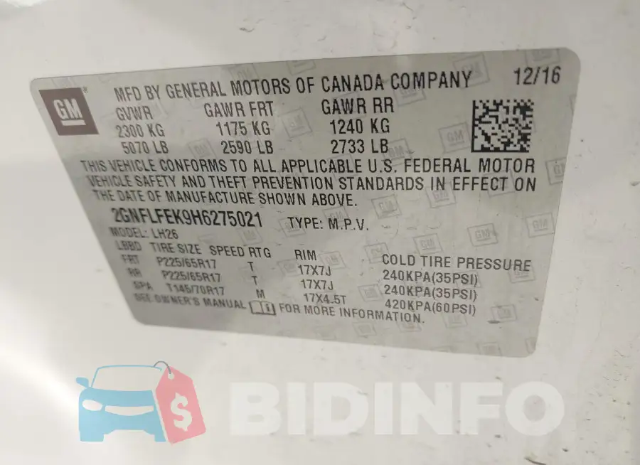 2GNFLFEK9H6275021 Photo# 9