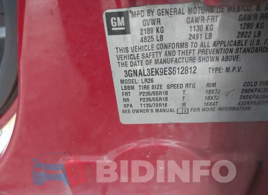 3GNAL3EK9ES612812 Photo# 9