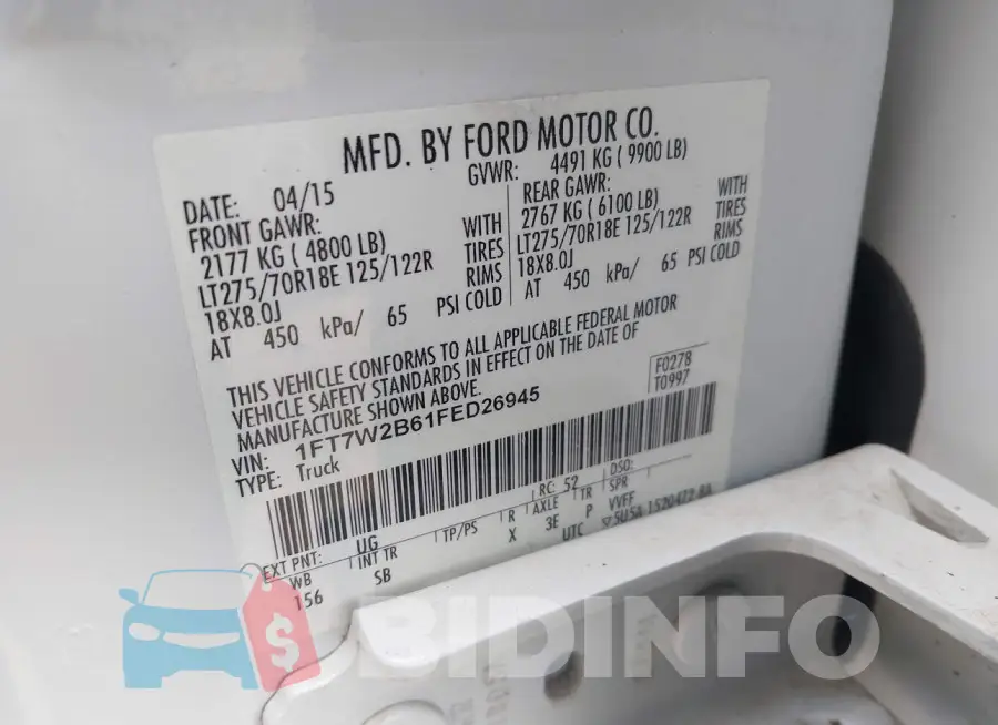 1FT7W2B61FED26945 Photo# 9