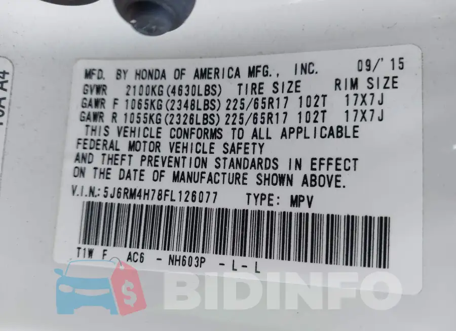 5J6RM4H78FL126077 Photo# 9