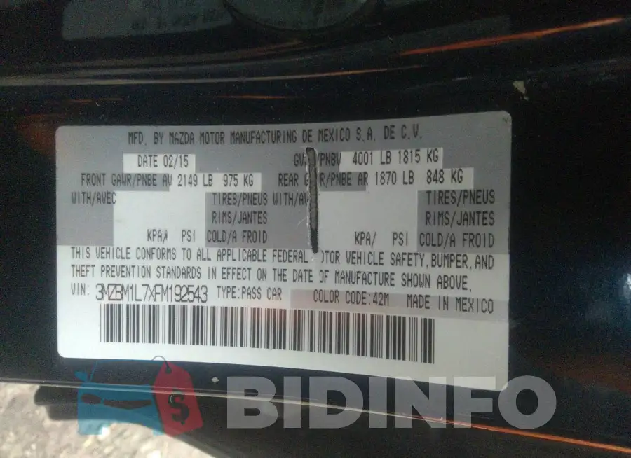 3MZBM1L7XFM192543 Photo# 9