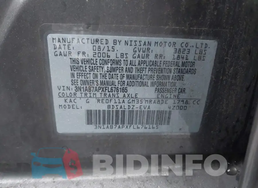 3N1AB7APXFL676165 Photo# 9