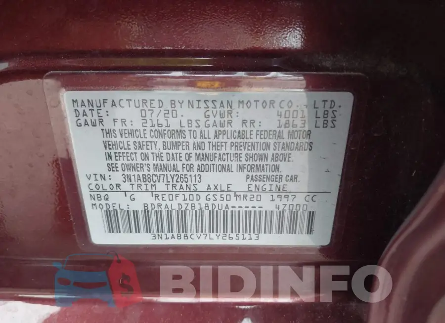 3N1AB8CV7LY265113 Photo# 9