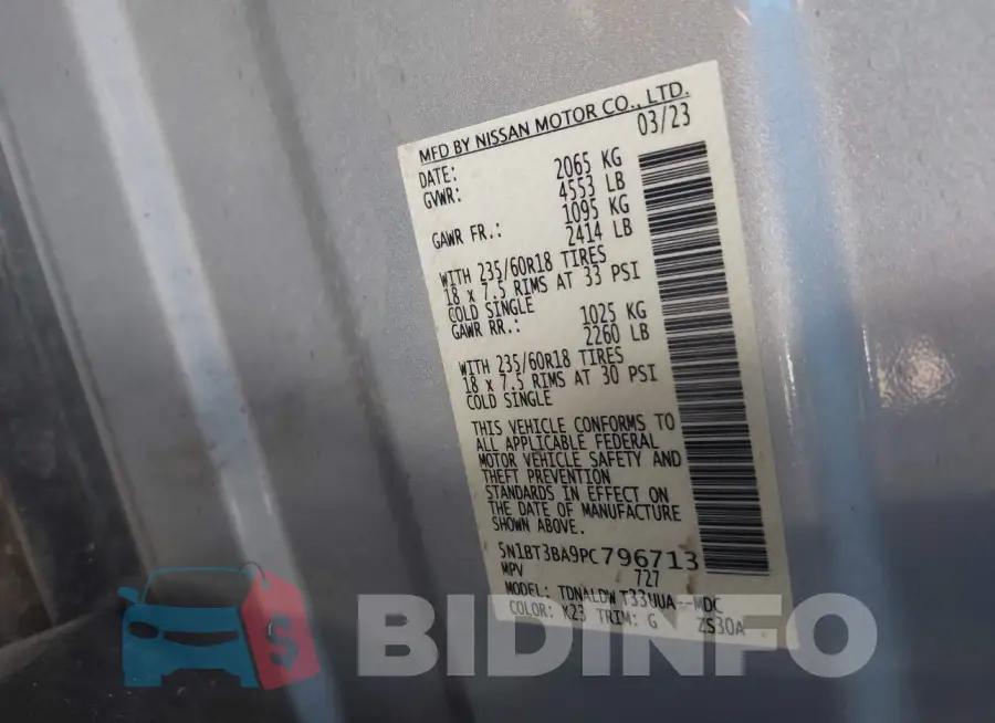 5N1BT3BA9PC796713 Photo# 9