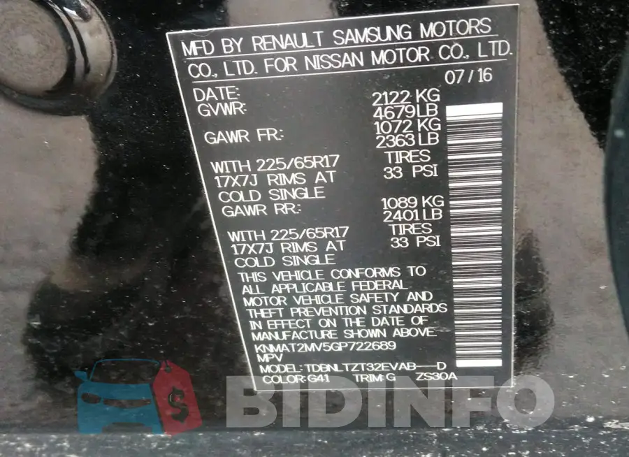 KNMAT2MV5GP722689 Photo# 9