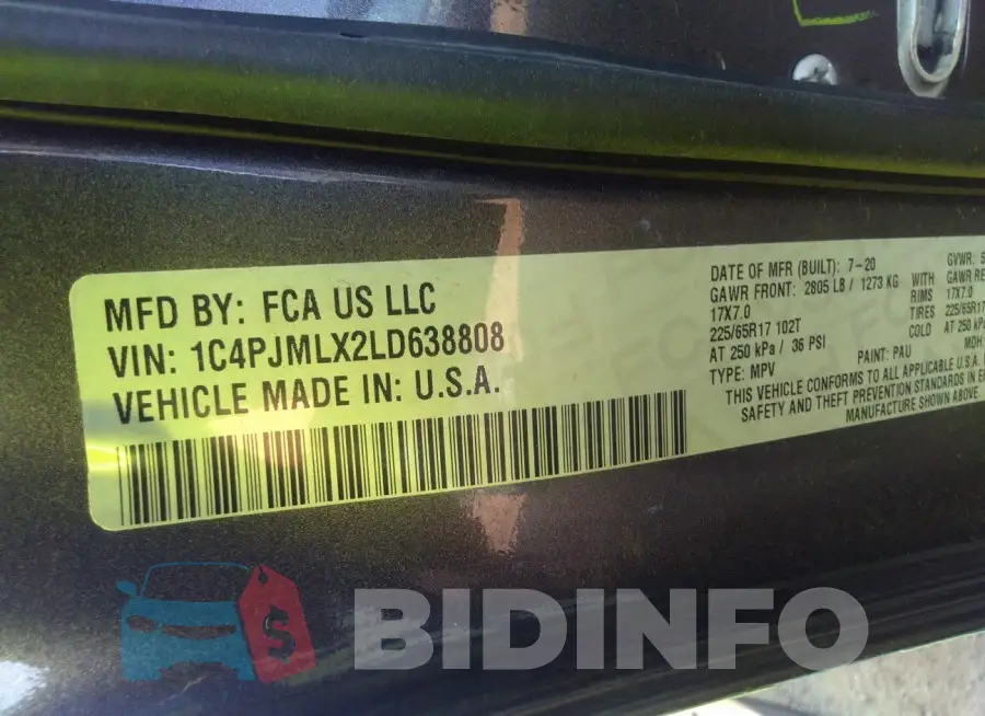 1C4PJMLX2LD638808 Photo# 9
