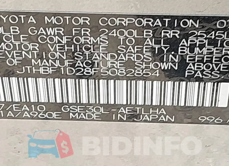 JTHBF1D28F5082854 Photo# 9