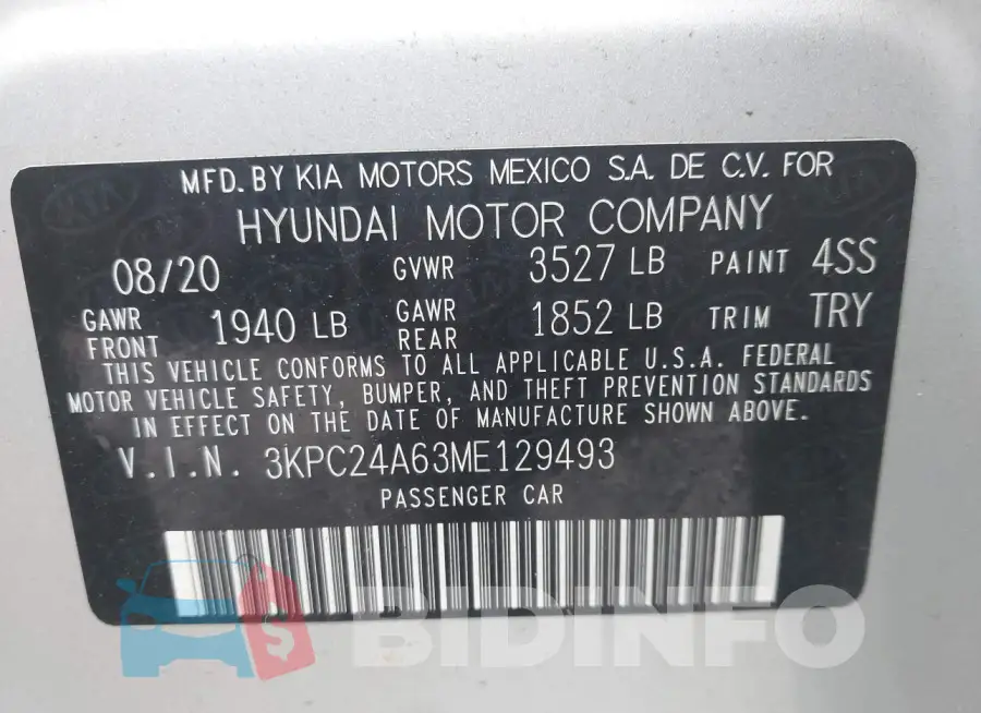 3KPC24A63ME129493 Photo# 9