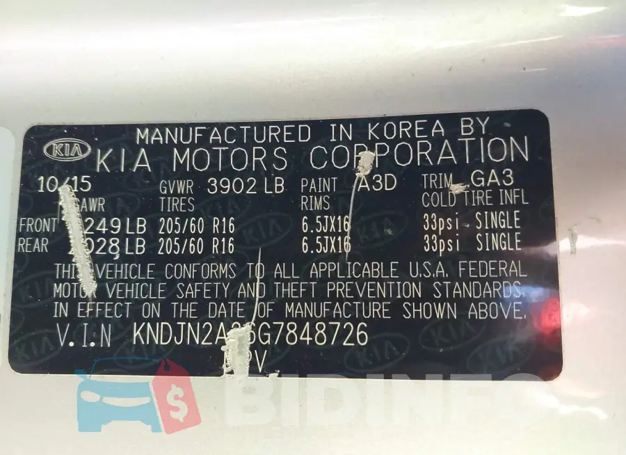 KNDJN2A26G7848726 Photo# 9