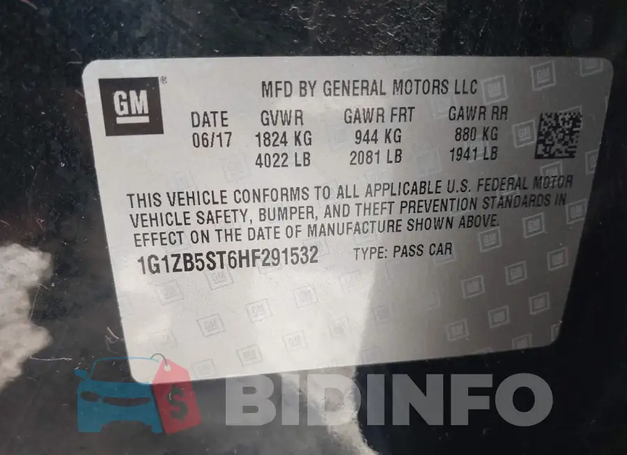1G1ZB5ST6HF291532 Photo# 9