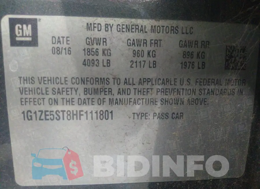 1G1ZE5ST8HF111801 Photo# 9