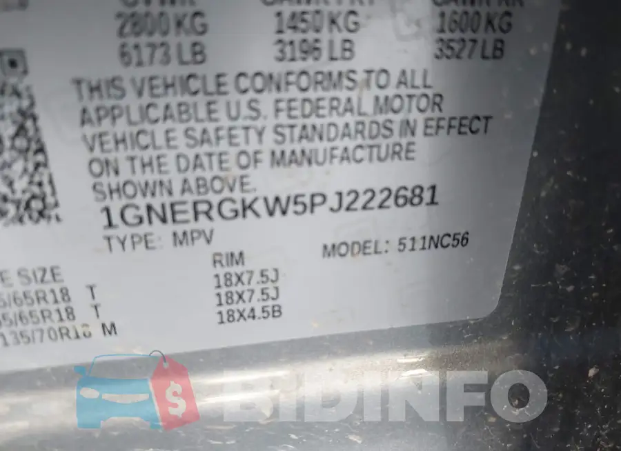 1GNERGKW5PJ222681 Photo# 9