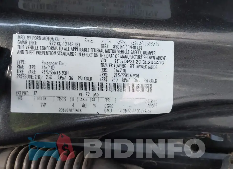 1FADP3F29GL264419 Photo# 9
