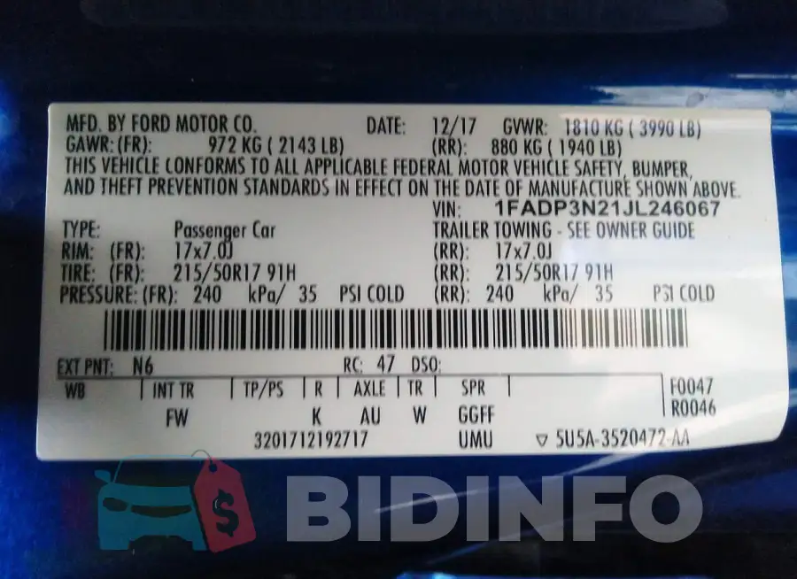 1FADP3N21JL246067 Photo# 9