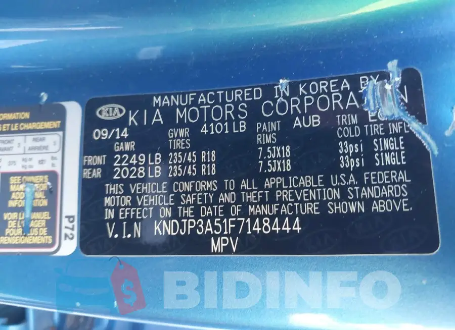 KNDJP3A51F7148444 Photo# 9