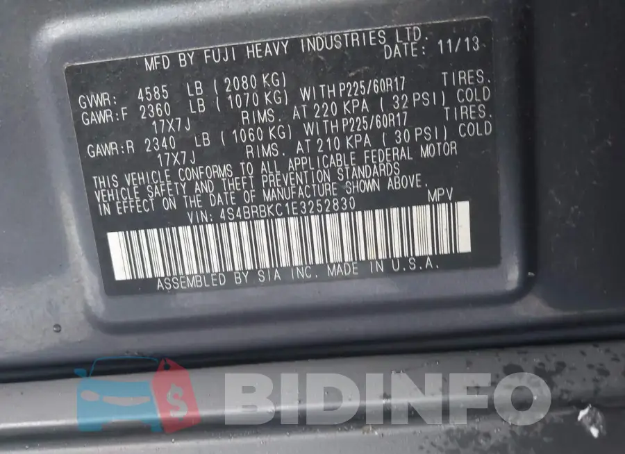 4S4BRBKC1E3252830 Photo# 9