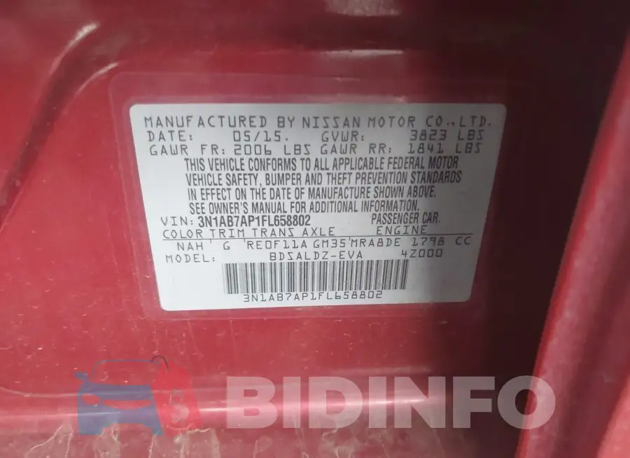 3N1AB7AP1FL658802 Photo# 9