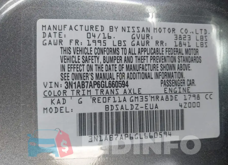 3N1AB7AP6GL660594 Photo# 9