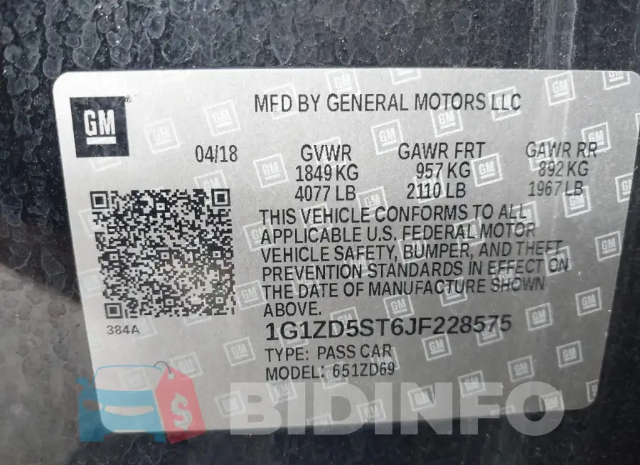 1G1ZD5ST6JF228575 Photo# 9