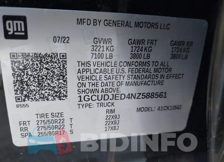 1GCUDJED4NZ588561 Photo# 9