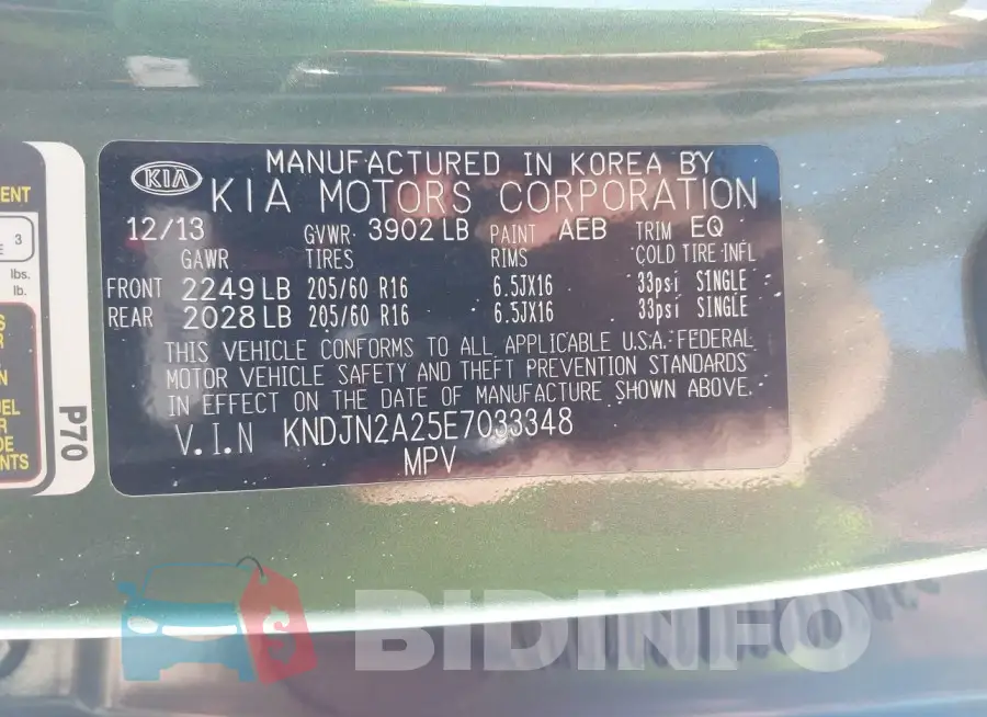 KNDJN2A25E7033348 Photo# 9