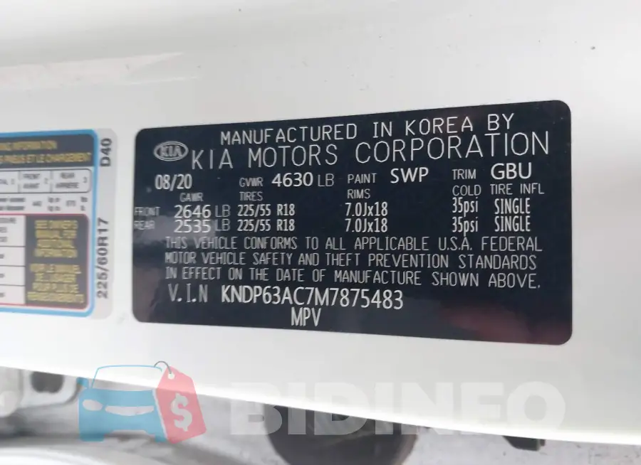 KNDP63AC7M7875483 Photo# 9