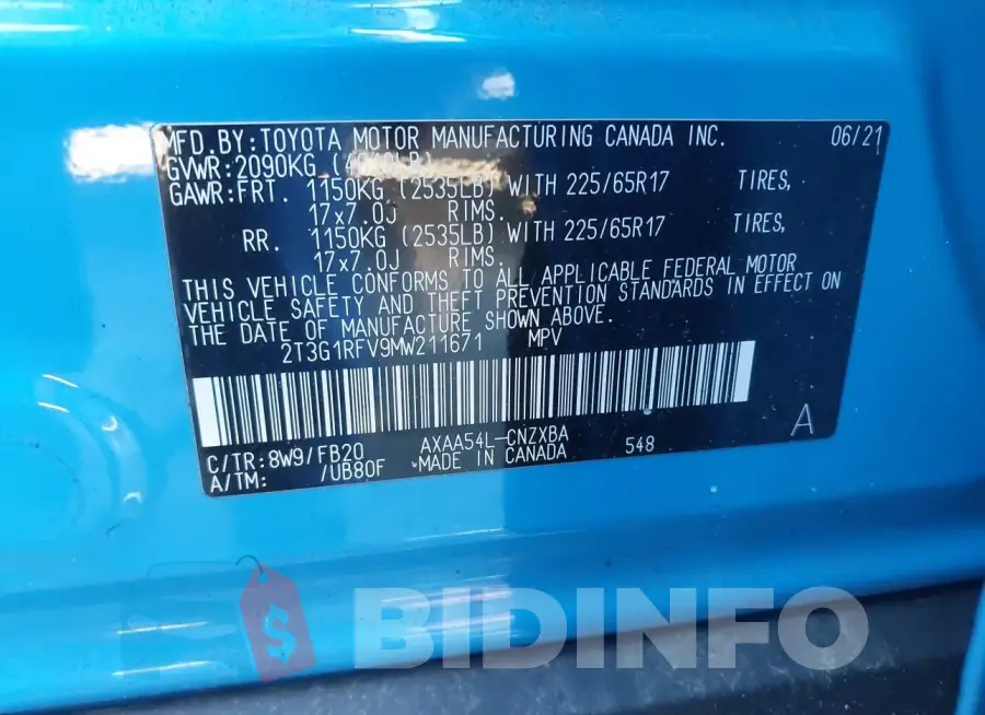 2T3G1RFV9MW211671 Photo# 9