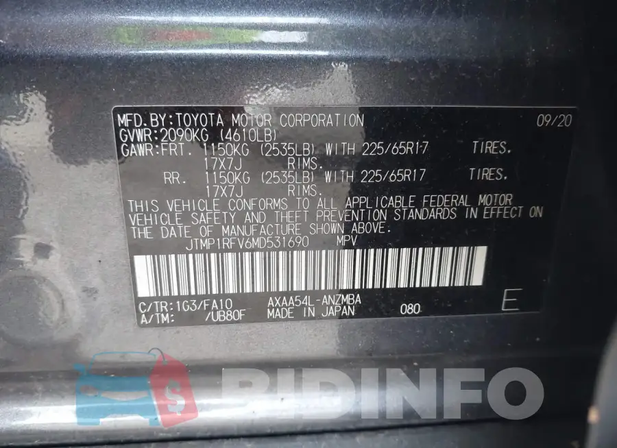 JTMP1RFV6MD531690 Photo# 9