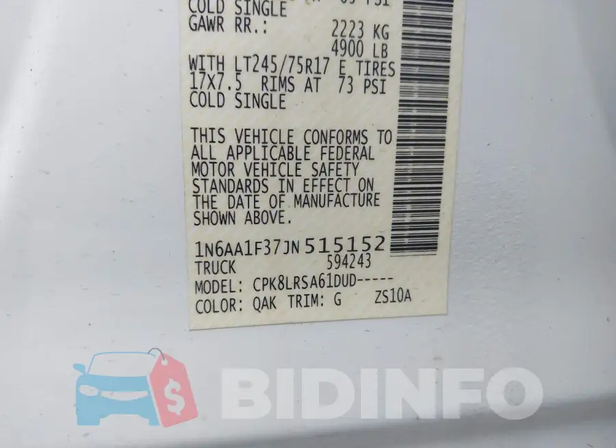 1N6AA1F37JN515152 Photo# 9