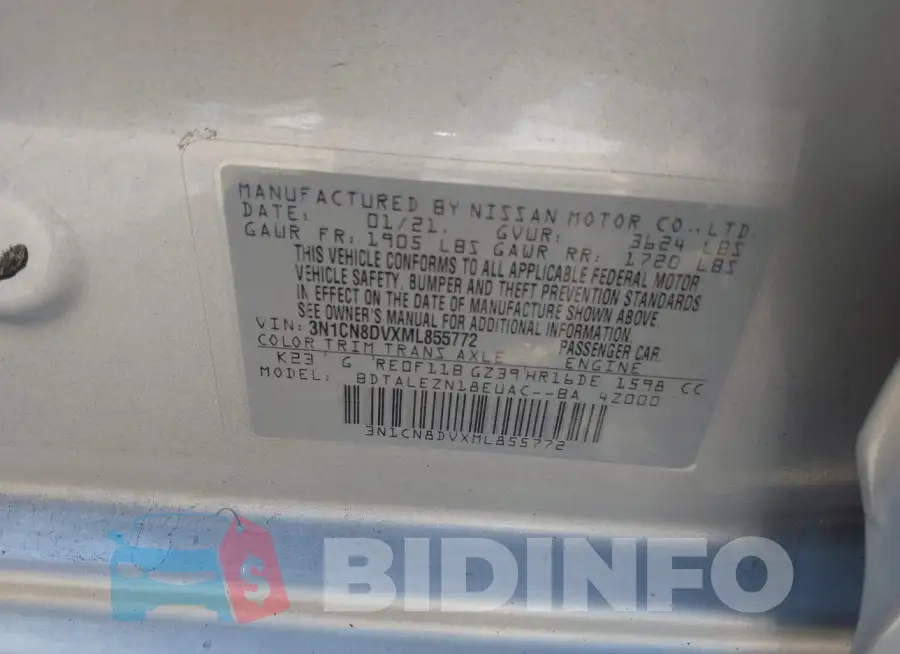 3N1CN8DVXML855772 Photo# 9