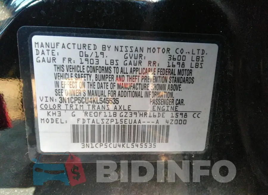 3N1CP5CU4KL545535 Photo# 9