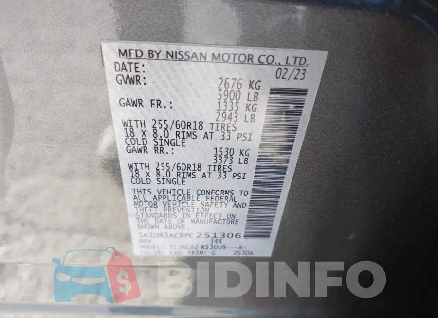 5N1DR3AC8PC251306 Photo# 9