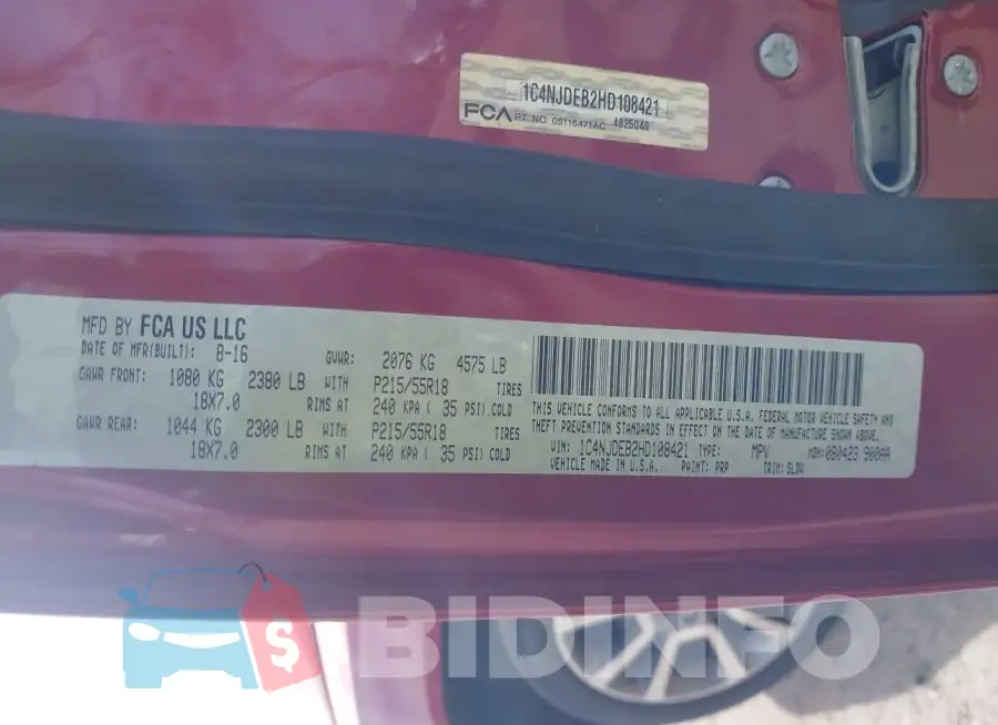 1C4NJDEB2HD108421 Photo# 9