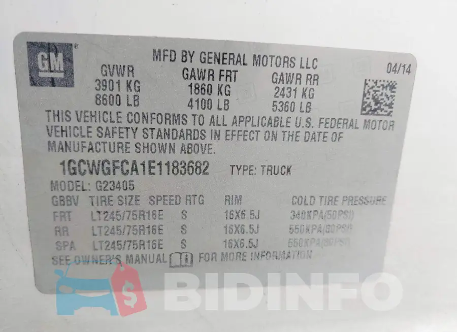 1GCWGFCA1E1183682 Photo# 9