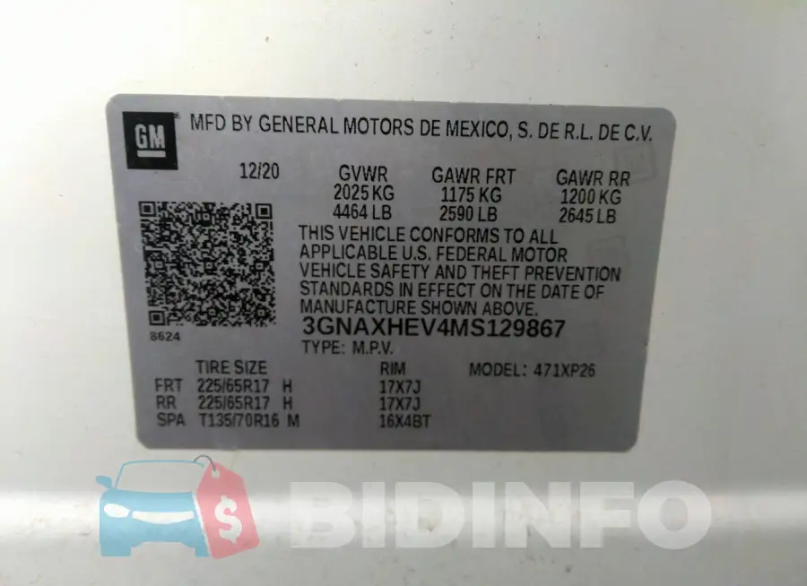 3GNAXHEV4MS129867 Photo# 9
