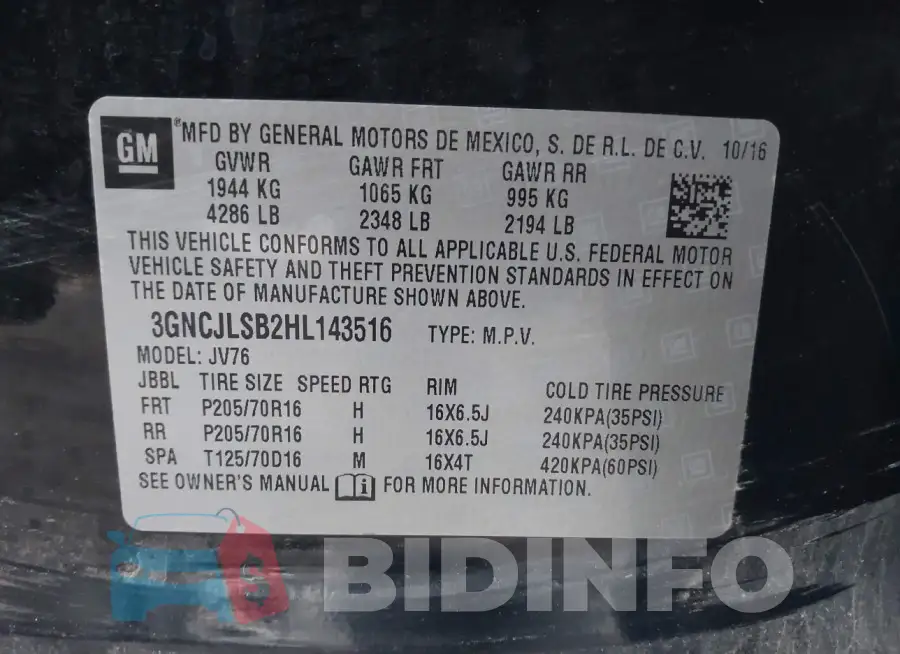 3GNCJLSB2HL143516 Photo# 9